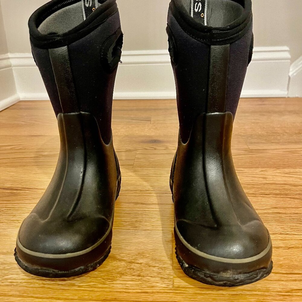 Kids Bogs GRASP SOLID Kids' 100% waterproof and insulated Rain Boots/ Black